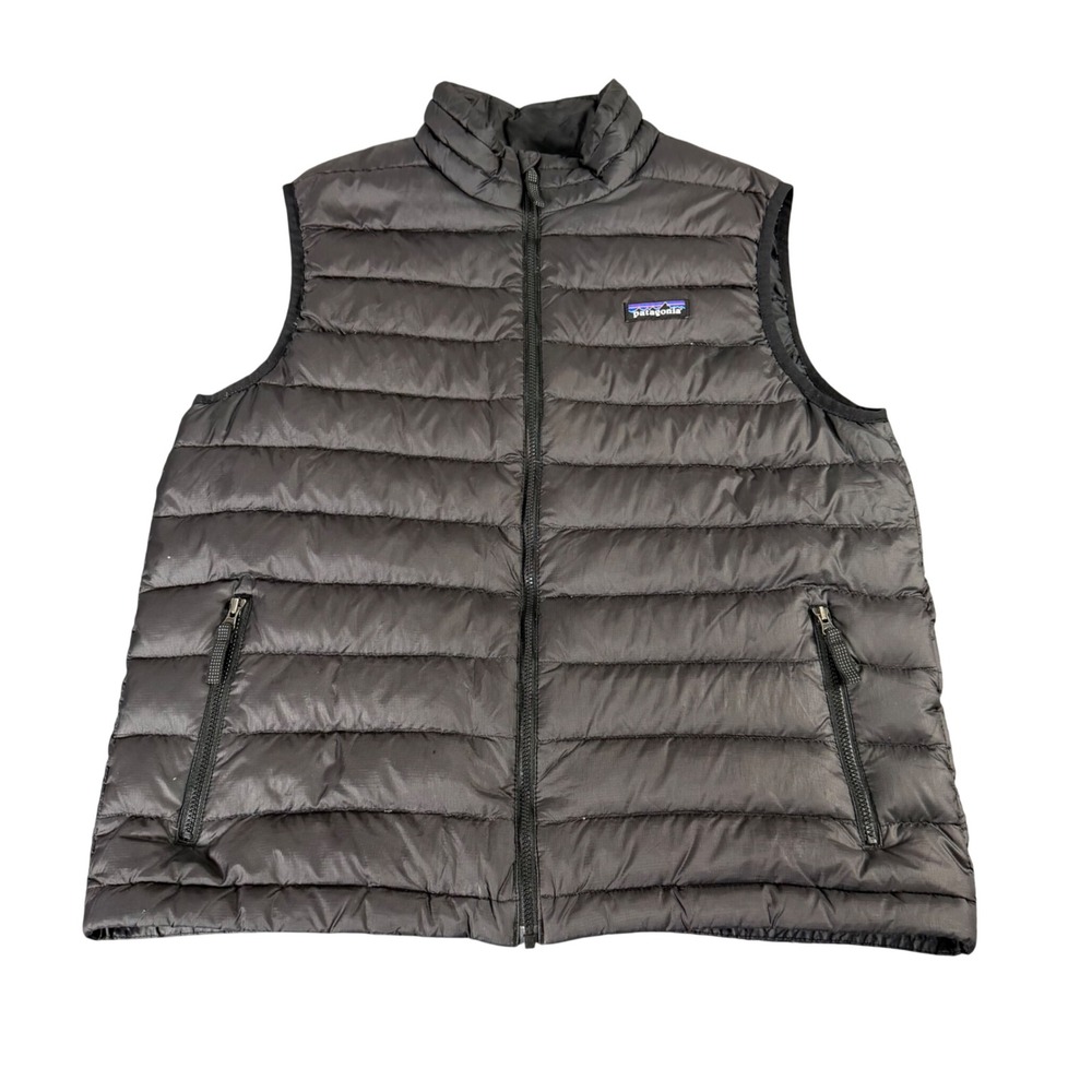 Patagonia Kids XXL 16-18 Down Puffer Vest Black Puffer Quilted Full Zip 600 Fil